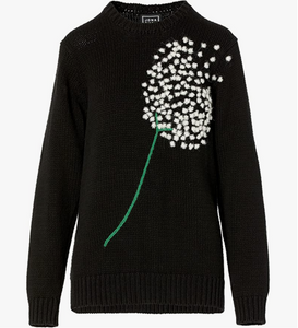 Black Dandelion Hand Embroidered Pullover