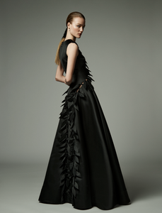 Black Satin Bow Gown MADE TO MEASURE
