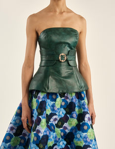 Green Hand Painted Leather Bustier
