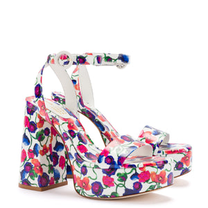 Dolly Sandal In Colorful Poppy Print Saffiano Patent Leather