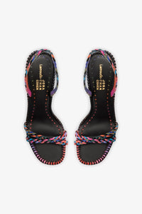 Larroude x Jonathan Cohen Annie Sandal In Black and Rainbow Leather