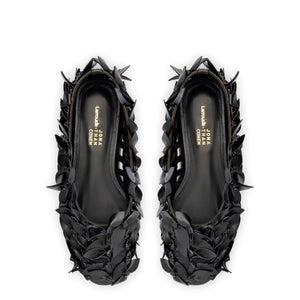 Larroude x Jonathan Cohen Ballet Flat In Black Leather