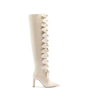 Tie Boot in White Leather