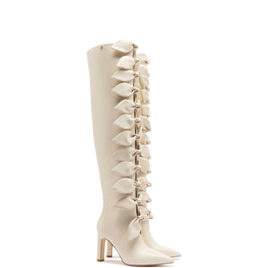Tie Boot in White Leather