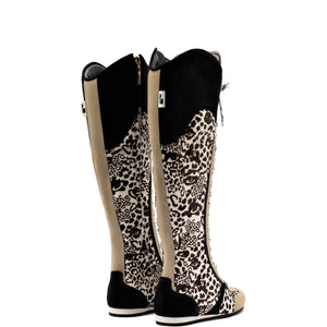 Larroude x Jonathan Cohen Flat Hi Sneaker Boot In Cheetah Black Suede