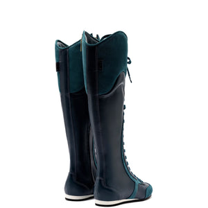 Larroude x Jonathan Cohen Flat Hi Sneaker Boot In Teal Suede