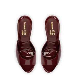 Larroude x Jonathan Cohen Mule In Burgundy Patent Leather