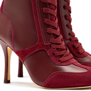 Larroude x Jonathan Cohen High Heel Sneaker Boot In Burgundy Suede