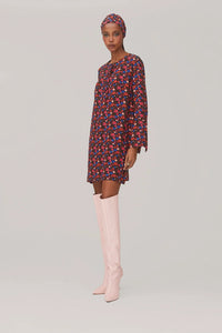 tunic dress silk Elegant Mid-Sleeve Charmeuse Tunic Dress with Side Slits