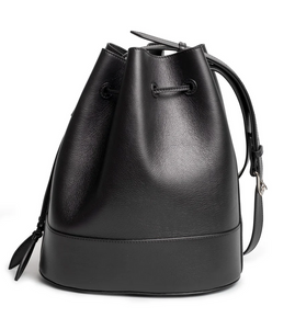 The Extra Large Drawstring in Nappa Leather in Black