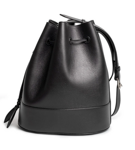 Large black sales leather bucket bag