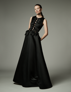 Black Satin Bow Gown MADE TO MEASURE