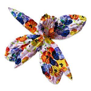 Glass Pansy Silk Orchid Brooch