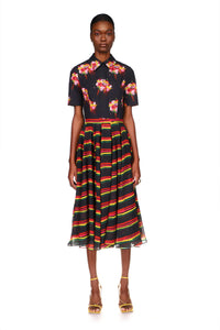 Paneled Skirt in Eclipsed Stripe Silk