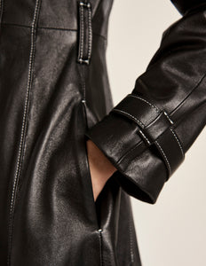 Leather Coat in Black