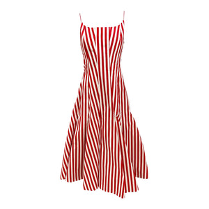 Strappy Midi Dress in Red Stripe