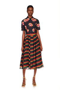 Paneled Skirt in Eclipsed Stripe Silk