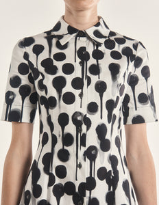 Short Sleeve Shirt Dress in Dripping Polka Dot