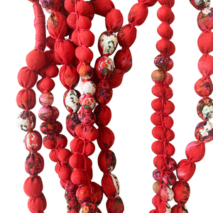 Regenerated Necklace in Red Abstract Bouquet