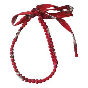 Regenerated Necklace in Red Abstract Bouquet