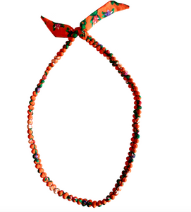Long Regenerated Necklace in Dancing Leona Print