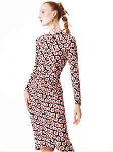 Red Floral Dress with Side Twist